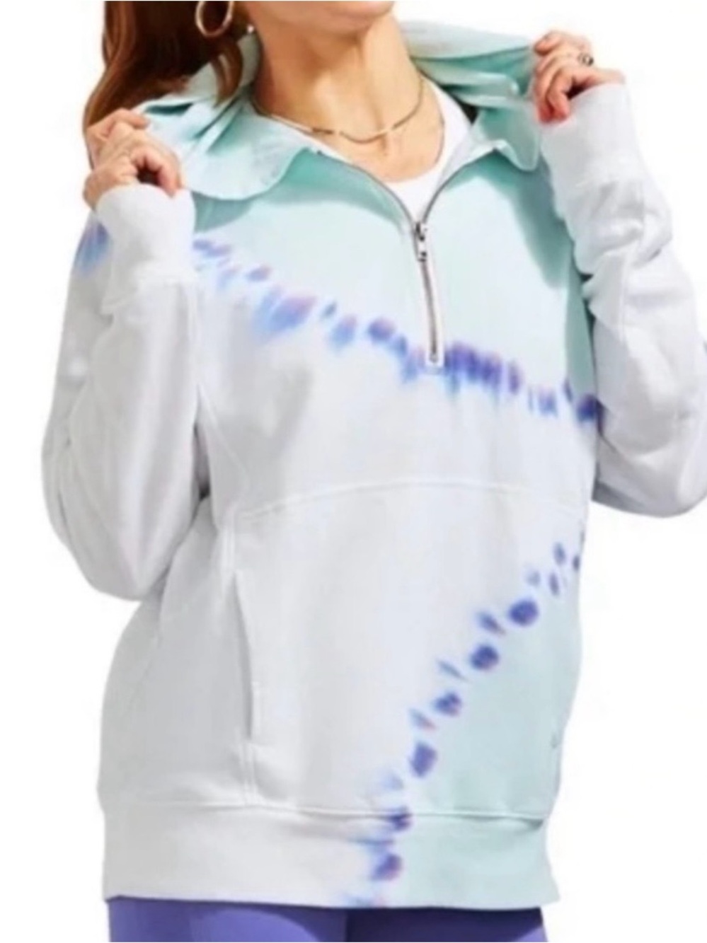 Peloton Tie Dye 1/2 Zip Lightweight Pullover Hoodie Sweatshirt